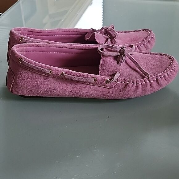 J Crew Sundrenched Peony Suede Leather Driving Shoes - Picture 2 of 10